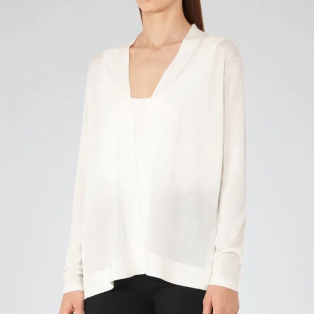 REISS Tanner Open-Front Cardigan In Cream | Size 2